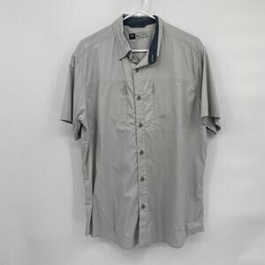 DKOTA Grizzly Button Front Short Sleeve Outdoor Shirt Gray XL